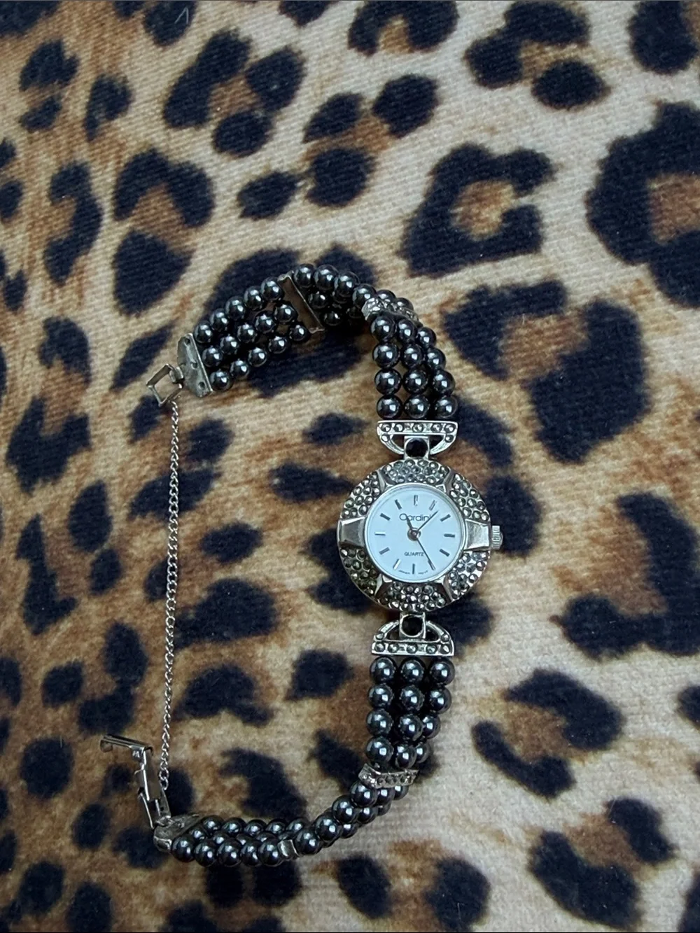 Cardini Elegant Hematite Beaded Watch Bracelet - Women's Accessory missing back
